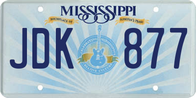 MS license plate JDK877