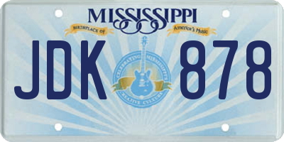 MS license plate JDK878
