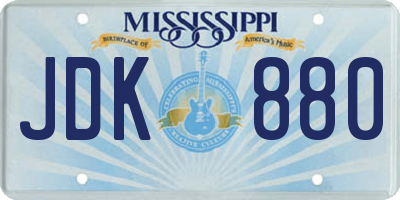 MS license plate JDK880