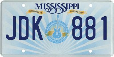 MS license plate JDK881