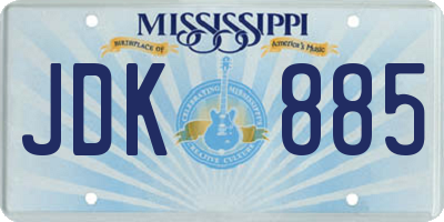 MS license plate JDK885