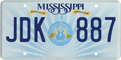 MS license plate JDK887