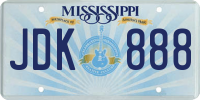 MS license plate JDK888