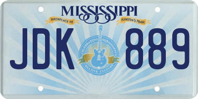 MS license plate JDK889