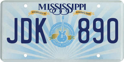 MS license plate JDK890