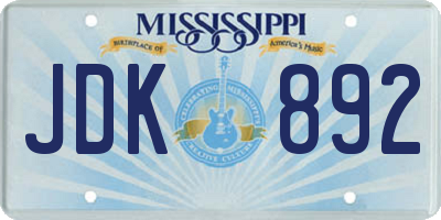 MS license plate JDK892