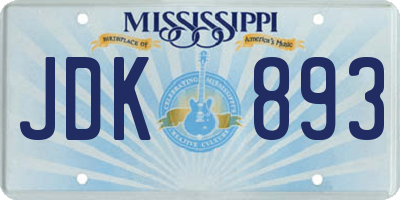 MS license plate JDK893