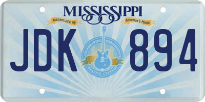 MS license plate JDK894