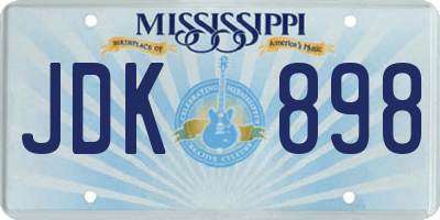 MS license plate JDK898