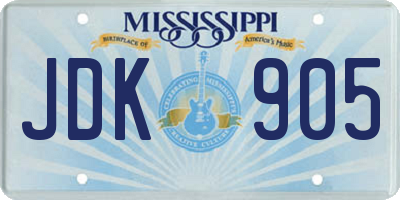 MS license plate JDK905