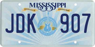 MS license plate JDK907