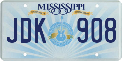MS license plate JDK908