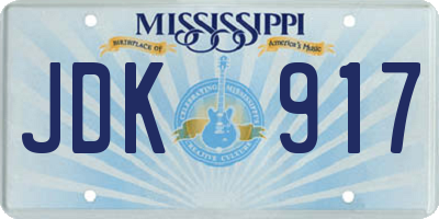 MS license plate JDK917
