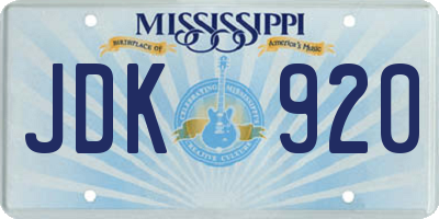 MS license plate JDK920