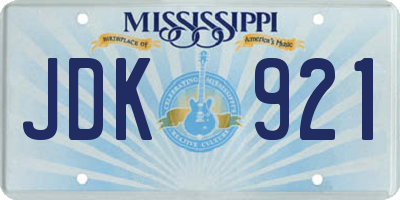 MS license plate JDK921