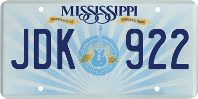 MS license plate JDK922