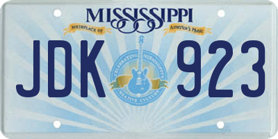 MS license plate JDK923