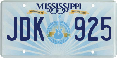 MS license plate JDK925