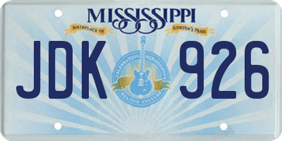 MS license plate JDK926