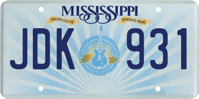 MS license plate JDK931
