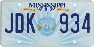 MS license plate JDK934