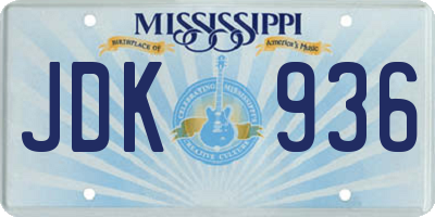 MS license plate JDK936
