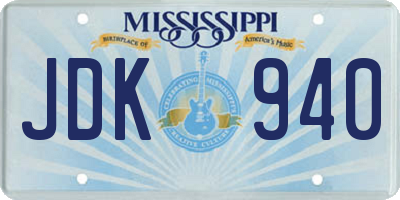 MS license plate JDK940