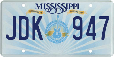 MS license plate JDK947