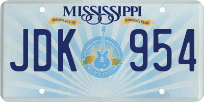 MS license plate JDK954