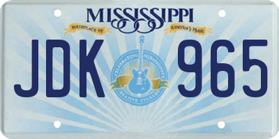 MS license plate JDK965
