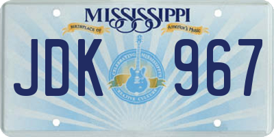 MS license plate JDK967