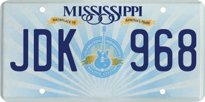 MS license plate JDK968