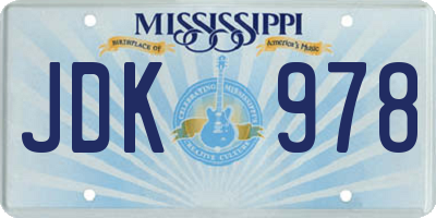 MS license plate JDK978