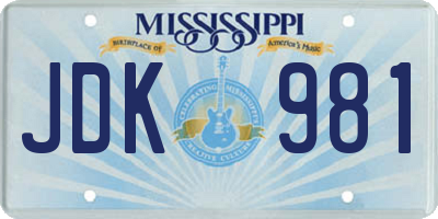 MS license plate JDK981
