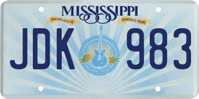 MS license plate JDK983