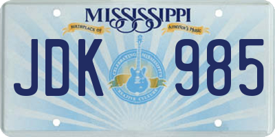 MS license plate JDK985