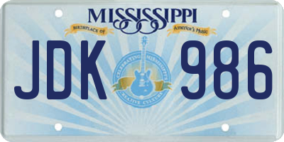 MS license plate JDK986