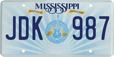 MS license plate JDK987