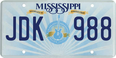 MS license plate JDK988