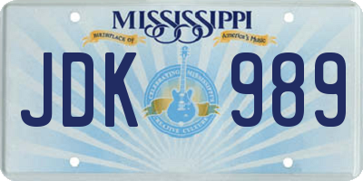 MS license plate JDK989