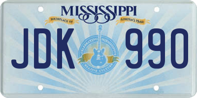 MS license plate JDK990