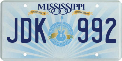 MS license plate JDK992