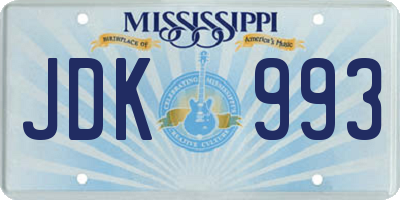 MS license plate JDK993