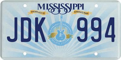 MS license plate JDK994