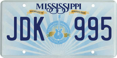 MS license plate JDK995