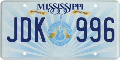 MS license plate JDK996