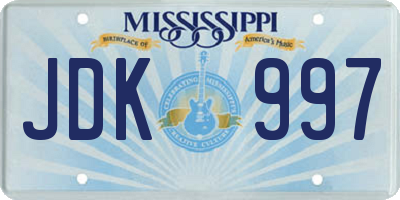 MS license plate JDK997