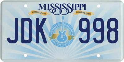 MS license plate JDK998