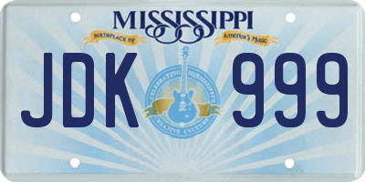 MS license plate JDK999