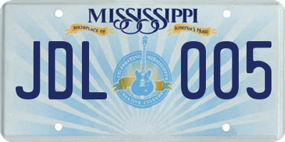 MS license plate JDL005